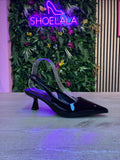 Lak Slingback Kitten Heel Zwart – slingback in zwart