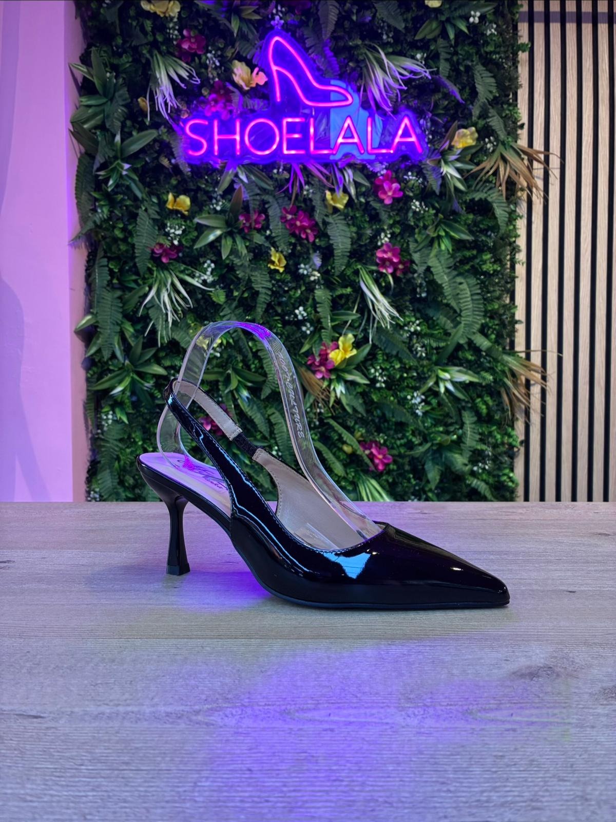 Lak Slingback Zwart – slingback in zwart
