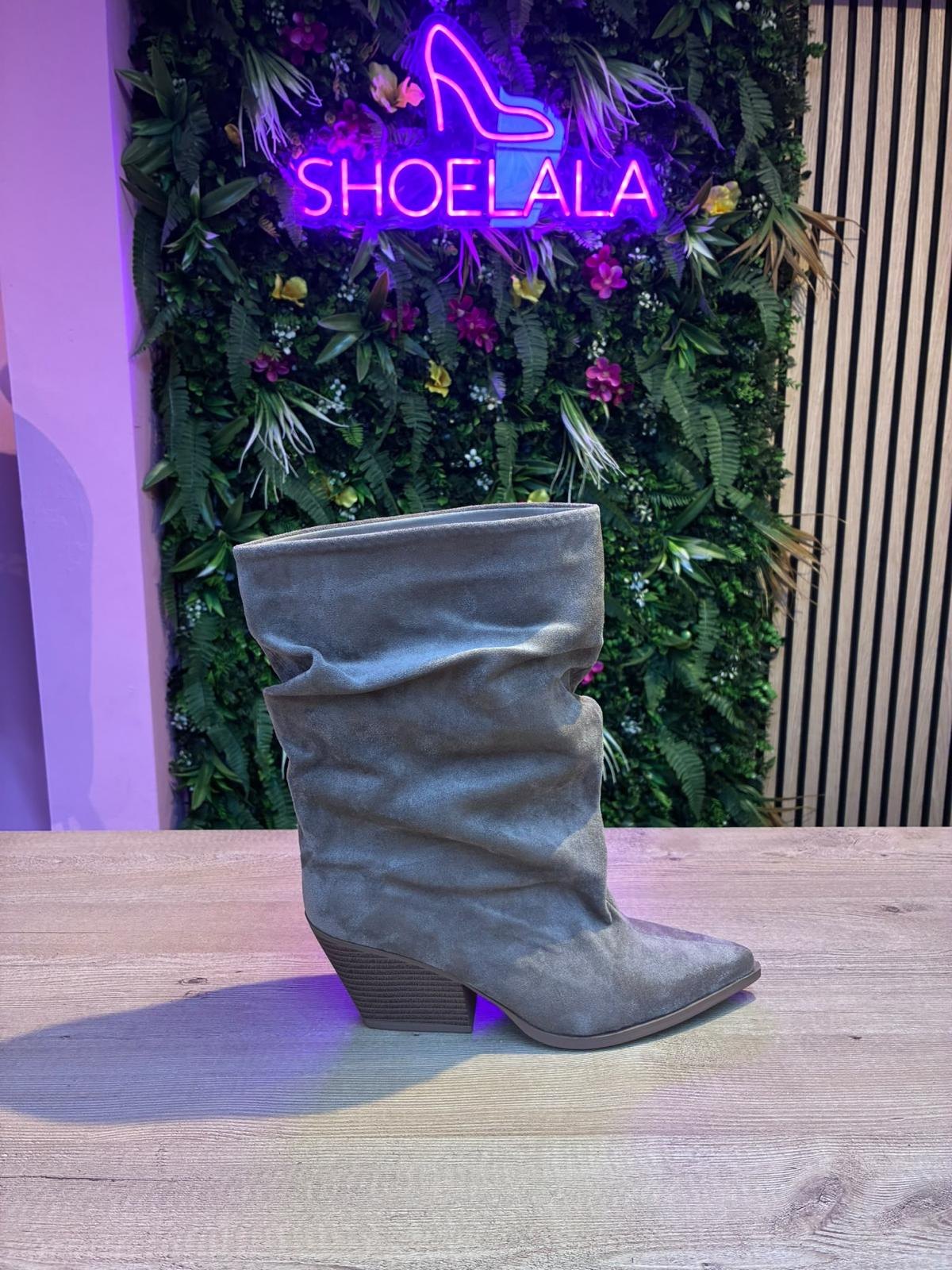 Suède slouch cowboy enkellaarzen - Khaki