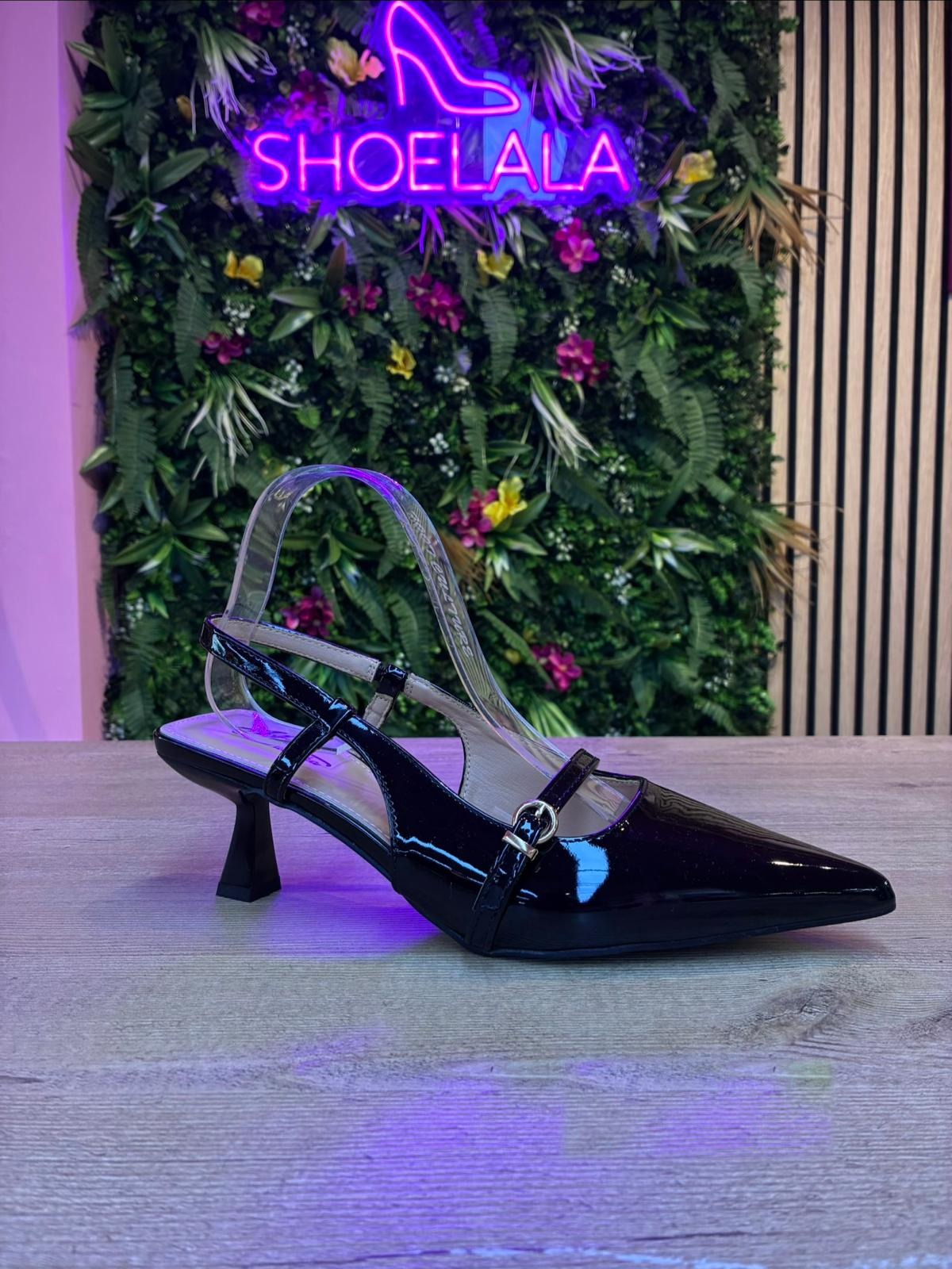 Slingback met Gesp Zwart – slingback in zwart