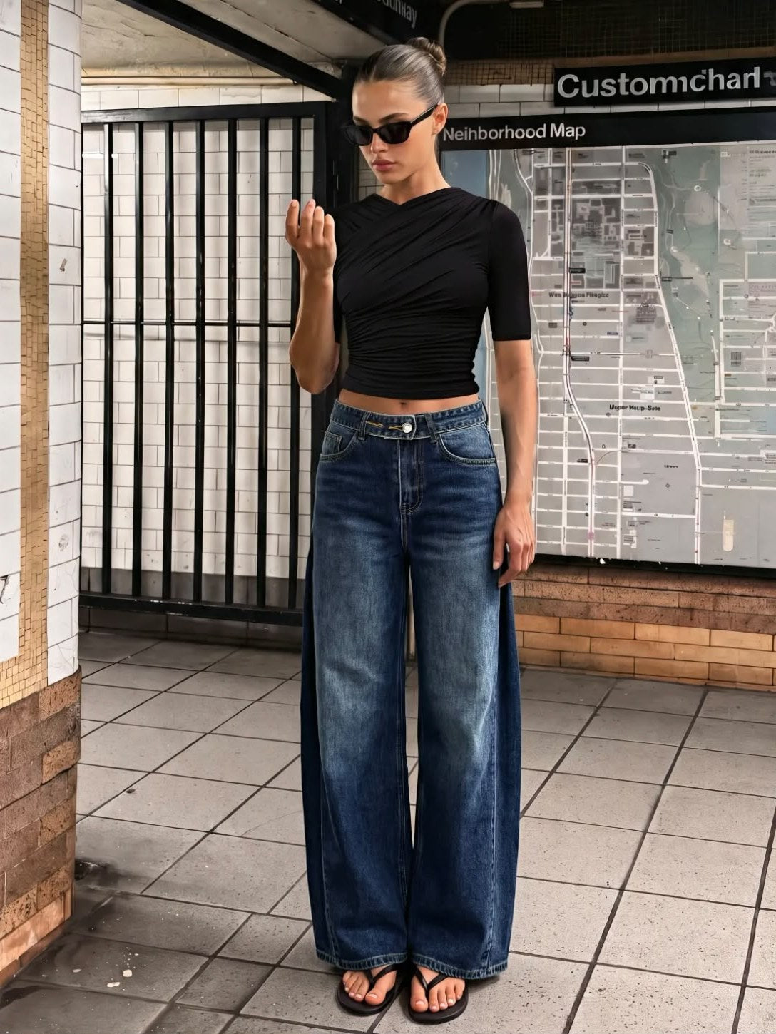 Wide Leg Jeans Blauw