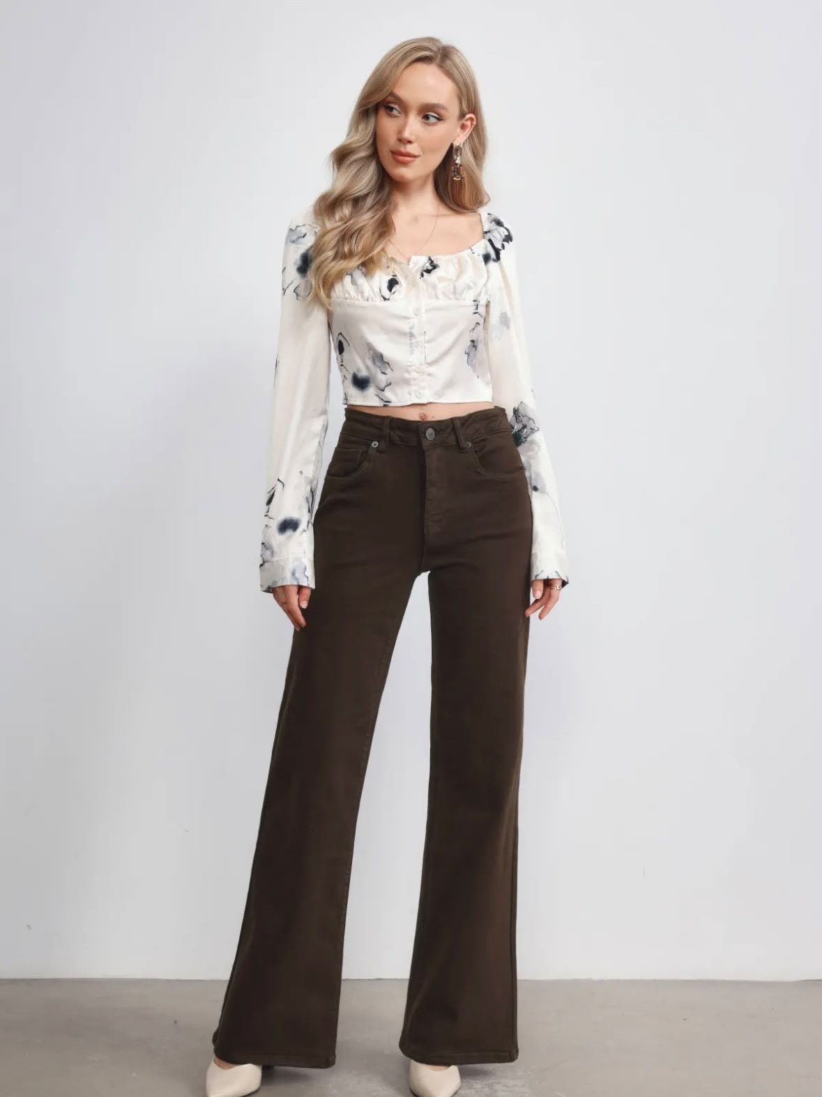 Wide Leg Jeans Bruin