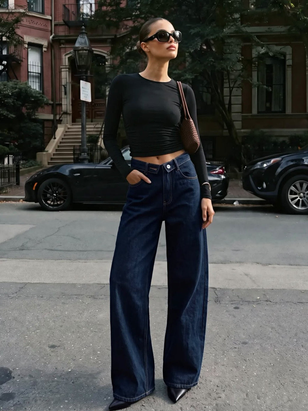 Wide Leg Jeans Donkerblauw