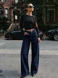 Wide Leg Jeans Donkerblauw