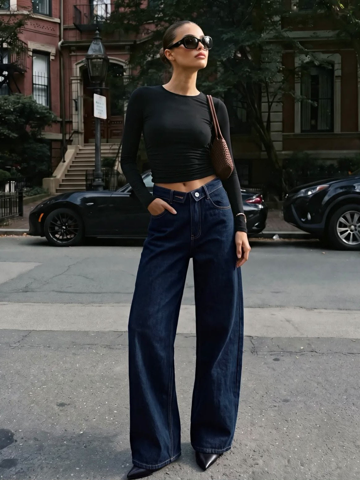 Wide Leg Jeans Donkerblauw