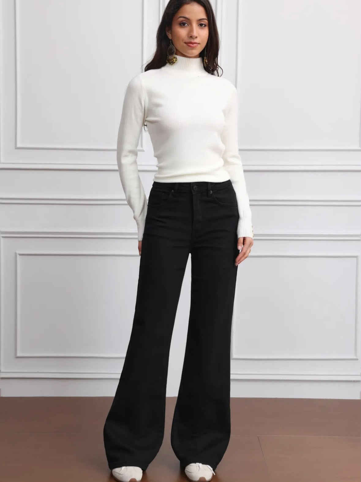 Wide Leg Jeans Zwart